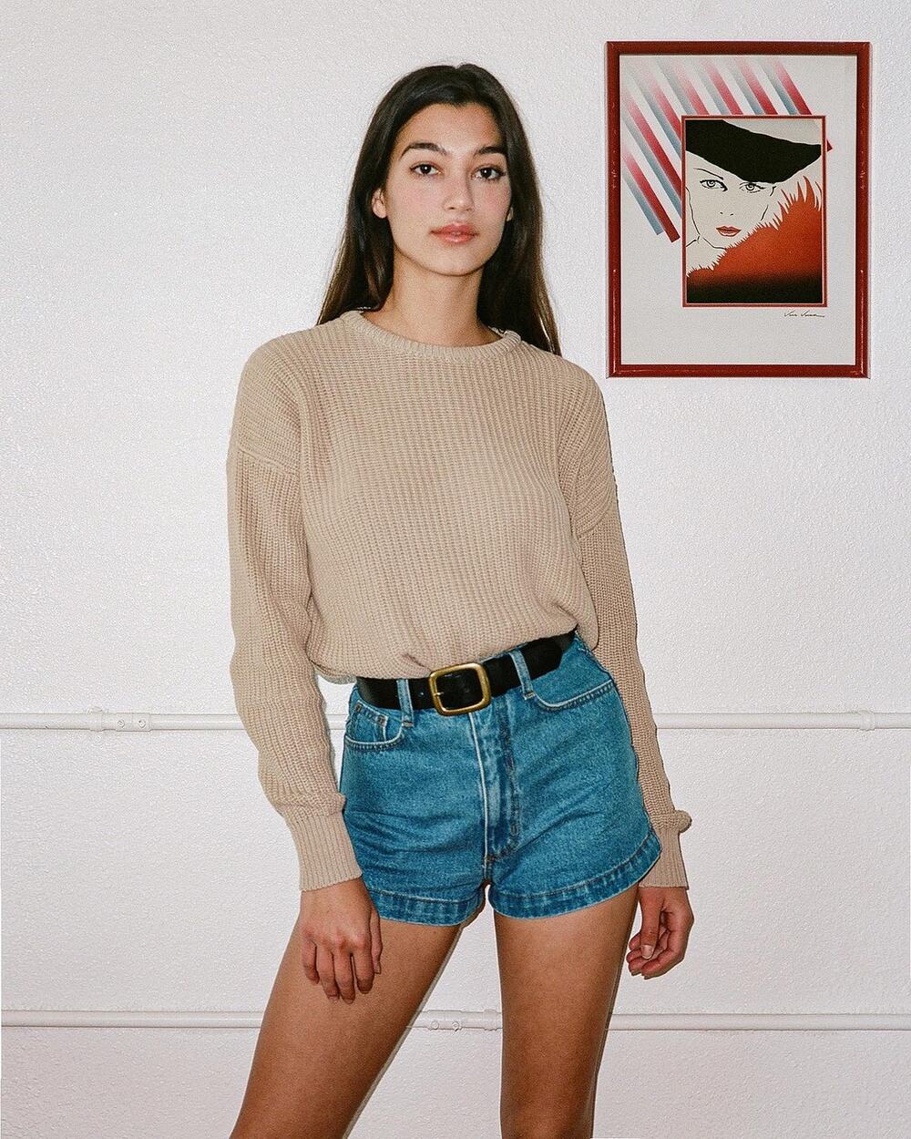Los Angeles Apparel Denim Loose Shorts Vintage Light Wash